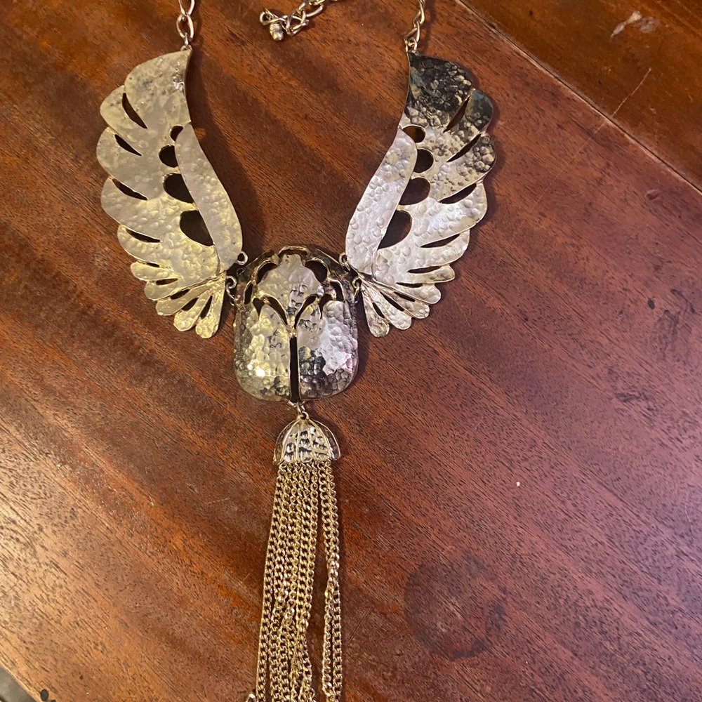 Vintage gold tone rising phoenix necklace